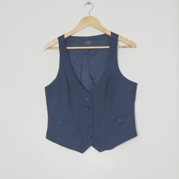 RW&CO. Women's Black Front Pockets Sleeveless Button Front Waistcoat Size Large - Picture 1 of 8